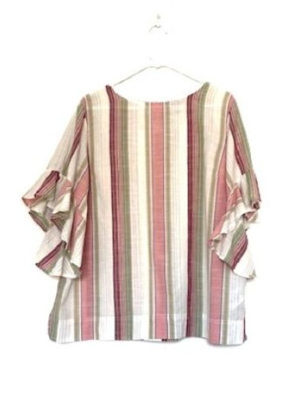 Chaps All Cotton Short Sleeve Shirt with Ruffle Sleeves